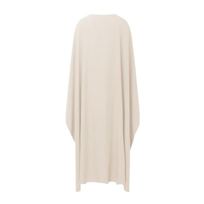 Muslim Dresses for Women One-Piece Long Sleeve Islamic Prayer Dress O Neck Slim Fit Islamic Evening Gown - color: White, size: Small