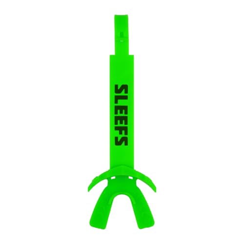 SLEEFS X Hot Green Football Mouth Guard - Lip/Mouthguard with Helmet Strap - Lip/Teeth Protector Mouthpiece - Moldable - for Youth/Adults, Men & Women Mouth Guard, Maximum Air Flow, All Sports - color: Hot Green
