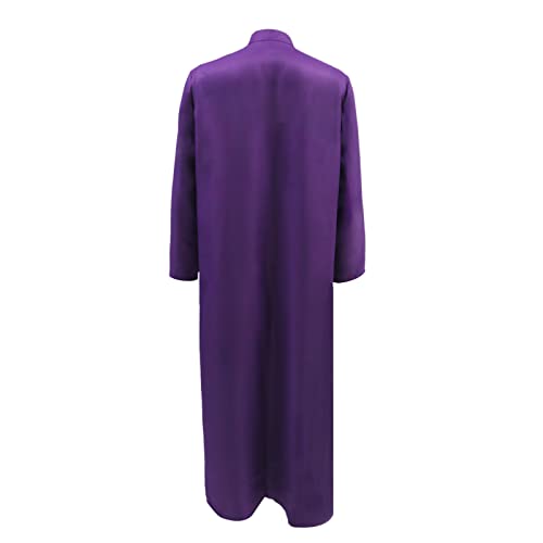 Men's Cassock Robe Church Robe Choir Minister Clergy Pulpit Liturgical 5 colors - color: Purple, size: Large