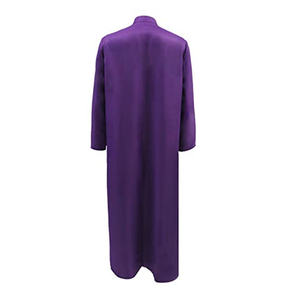 Men's Cassock Robe Church Robe Choir Minister Clergy Pulpit Liturgical 5 colors - color: Purple, size: Large
