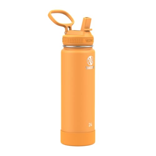Takeya 24 oz Actives Stainless Steel Water Bottle with Straw Lid – Leakproof, Double-Wall Insulated, Keeps Drinks Cold 24 hrs/Hot 12 hrs, BPA-Free, Powder-Coated, Gym & Travel, Honeycomb - color: Honeycomb, size: 24 Ounces