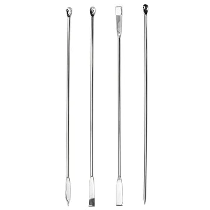 Laboratory Spoon Spatula Set - Long Handled Mixing & Measuring Equipment - Supplies for Labs, Sampling, Sculpting, Stirring, Making Makeup - Durable Stainless Steel - Set of 4 - size: 4 PC