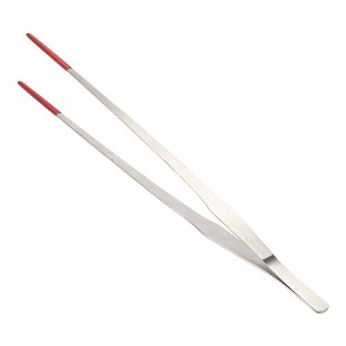 14.96" l Aquarium Straight Feeding Tweezer for Feeding with Red Rubber Tip - color: Red, size: 14.96"