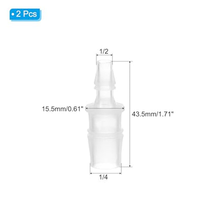 PATIKIL 1/2" x 1/4" Plastic Hose Barb Fitting, 2 Pcs Thru-Bulk Pipe Connectors Barbed Splicer Mender Joint Adapter Union for Aquarium Fuel Gas Liquid Air - size: 1/2" x 1/4"