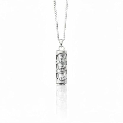 14K Gold Plated Made in Israel Mezuzah Pendent With Scroll Klaff Hashem Star Of David Necklace Jewelry Jewish Israel Blessing - color: Silver