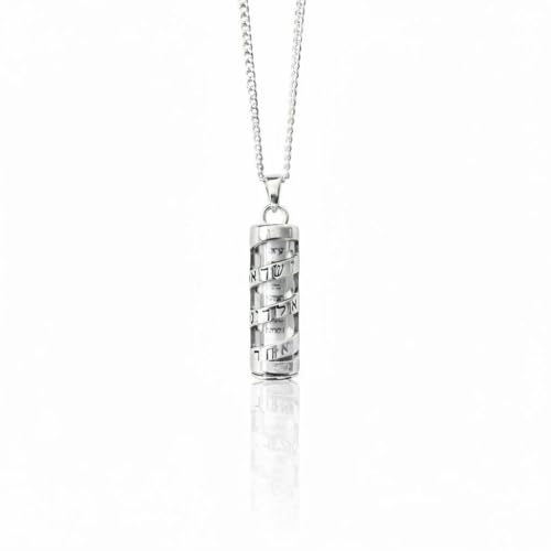 14K Gold Plated Made in Israel Mezuzah Pendent With Scroll Klaff Hashem Star Of David Necklace Jewelry Jewish Israel Blessing - color: Silver