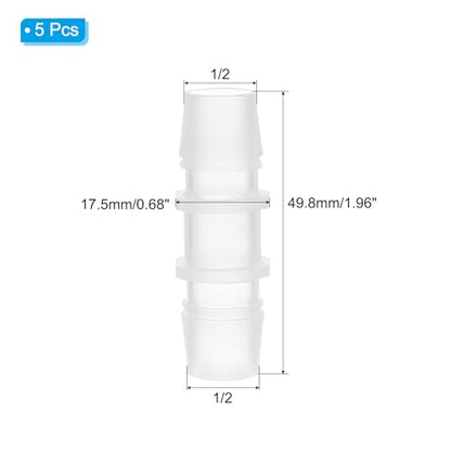 PATIKIL 1/2" x 1/2" Plastic Hose Barb Fitting, 5 Pcs Thru-Bulk Pipe Connectors Barbed Splicer Mender Joint Adapter Union for Aquarium Fuel Gas Liquid Air - size: 1/2" x 1/2"