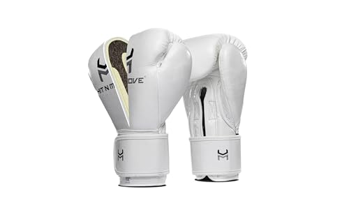 HIT N MOVE Süvari Horsehair Boxing Gloves Hook and Loop, Lace-Up Boxing Gloves Men, Boxing Equipment, MMA Gloves Men, UFC Gloves Horsehair and 100% Cow Leather - size: 14 Oz, style: Hook and Loop WHITE