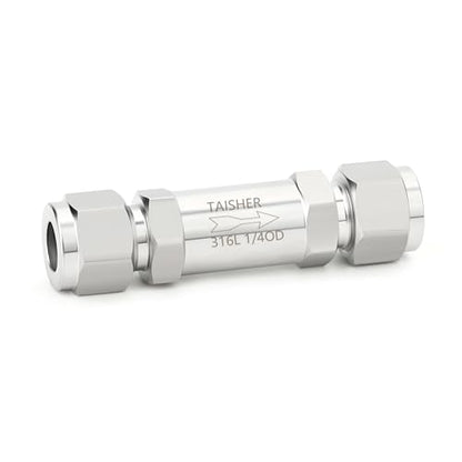 1PCS 316L Stainless Steel 1/4" Tube OD Check Valve,Backflow Prevention,One Way Non-Return Check Valves - size: 1/4" Tube OD (No Silver)