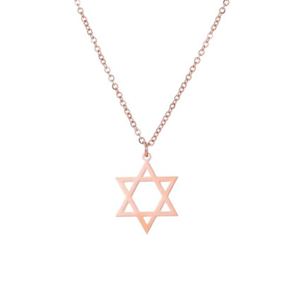 Stainless Steel Jewish Jewelry - Star of David/Hamsa Hand/Menorah/Israel Map Pendant – Israel Necklace for Women & Men - Religious Gifts for Hanukkah, Bar Mitzvah include a Gift Box - color: Rose Gold-Star Of David Necklace