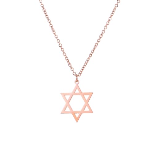 Stainless Steel Jewish Jewelry - Star of David/Hamsa Hand/Menorah/Israel Map Pendant – Israel Necklace for Women & Men - Religious Gifts for Hanukkah, Bar Mitzvah include a Gift Box - color: Rose Gold-Star Of David Necklace