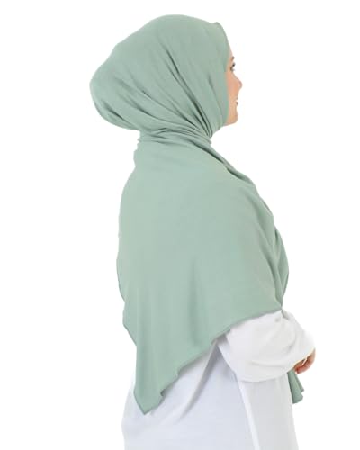 Prien Hijab for Women Viscose Scarf Lightweight Muslim Hijabs Long Shawl Islamic Scarves Turkey Silk Headscarf for Womens - color: Light Green