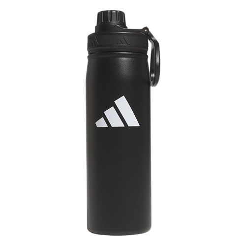 adidas Stainless Steel Metal Water Bottle 20 oz (600 mL) Screw Cap - color: Black/White
