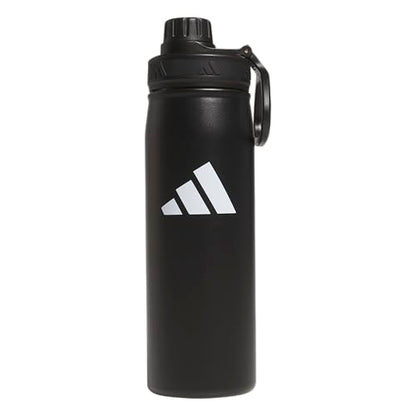 adidas Stainless Steel Metal Water Bottle 20 oz (600 mL) Screw Cap - color: Black/White