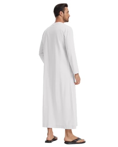 YAOHUOLE Arabic Thobe for Men Islamic Clothing Mens Kaftan Thobe - color: White, size: X-Large