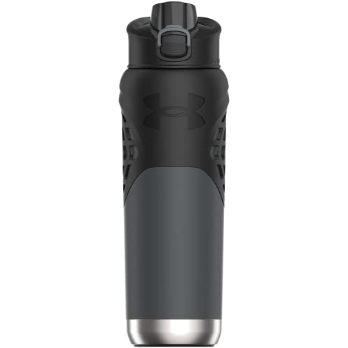 Under Armour 24Oz Stainless Steel Water Bottle, Insulated, Carabiner Easy Carry Hook, Leak Proof, Kids & Adults, All Sports, Gym - color: Pitch Grey