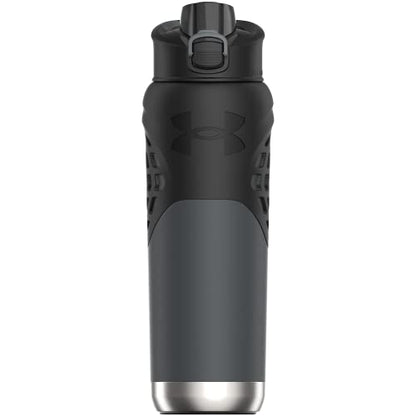 Under Armour 24Oz Stainless Steel Water Bottle, Insulated, Carabiner Easy Carry Hook, Leak Proof, Kids & Adults, All Sports, Gym - color: Pitch Grey