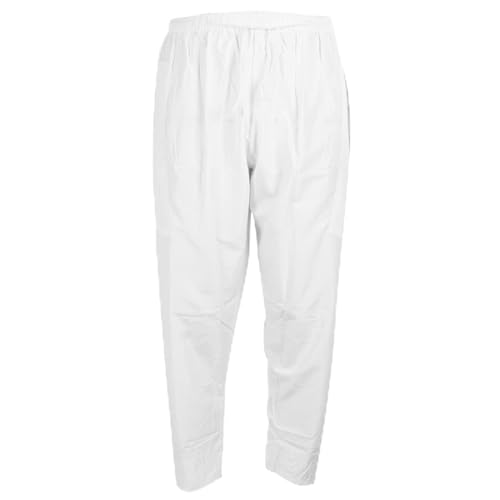 HEEPDD Men Muslim Prayer Pants, Cotton Loose Afghan Trousers with Elastic Waistband, White, XL - size: 46