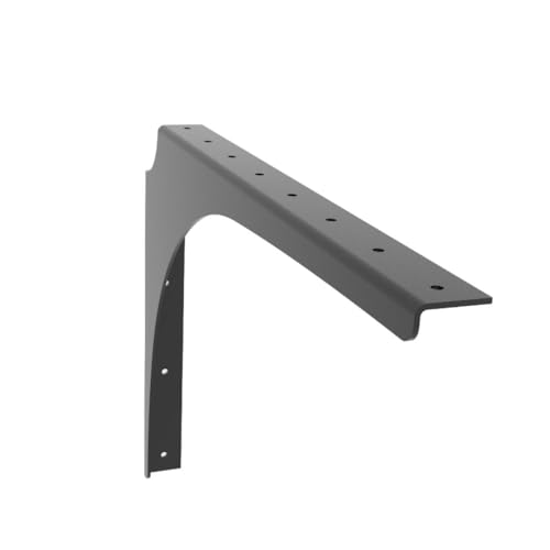 Iron Supports Universal Heavy-Duty Commercial Bracket - Industrial Support Brackets - Steel Mounting Bracket for Shelves, Vanities, Buffets, Desks (Matte Black - 12" Deep x 8" High, Left Hand) - color: Matte Black (Left Hand), size: 12" Deep x 8" High