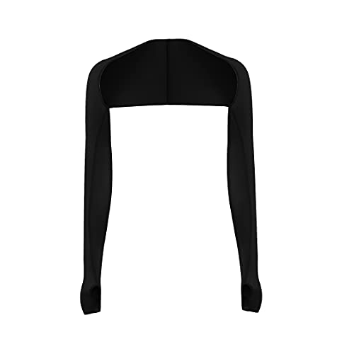 Women Cooling Shawl Arm Sleeve with Finger Hole, Comfortable & Breathable, Anti-UV, Ladies Sun Protection Cooler Shrug - color: Black