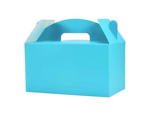 Papertide Blue Gable Box with Handles, 30 Pack 9.45×5×5 inch Sturdy Colorful Cardstock treat Boxes for Christmas Birthday Party Favors, Premium Presentation Boxes with Lids - color: Blue