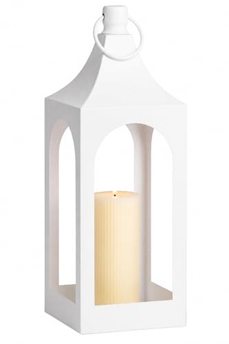 MOZEAL 20" Large Grace Spire Floor Lantern - White Heavy Metal No Glass - Rust-Resistant, in/Out Use, for Fireplace/Patio/Entryway/Porch - Vers Event/Home - Wedding Holder for Pillar/LED Lights - color: White, size: 20”