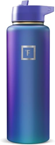 IRON °FLASK 40 oz Wide Mouth Water Bottle with Straw - color: Aurora, style: Straw - 40 Oz (1 Lid)