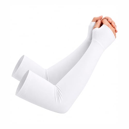 netdraw Unisex Bamboo Viscose Arm Sleeves with Thumb Hole - color: Off-white, size: Xxl/3x-large