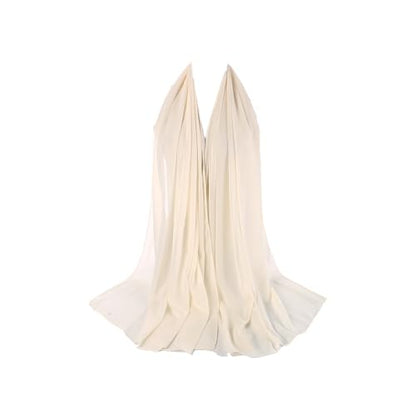 Premium Chiffon Hijab Head Scarf Shawl Wrap for Muslim Women Lightweight - color: Beige
