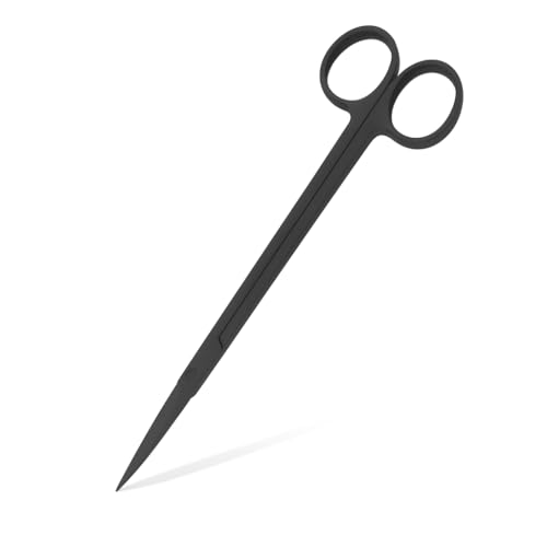 Mandala Crafts Black 10 Inches Straight Aquarium Scissors for Fish Tanks | Extra Long, Rust Resistant Stainless Steel, Trimming Aquatic Plants, Bowls, Terrariums, Freshwater & Saltwater Aquascape - color: Black Straight Scissors, size: 10 Inches