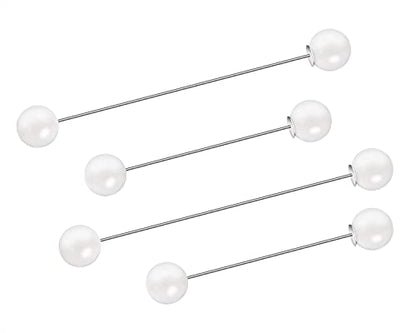 Pearl Brooches Pins Penta Angel 4 Pieces Sweater Shawl Clip Clasp Faux Pearl Safety Pins for Women Shirts Blouse Cinch Dresses Cardigan Collar Pants (White) - color: White