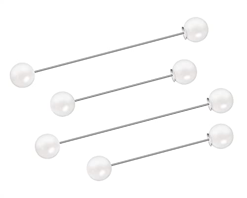Pearl Brooches Pins Penta Angel 4 Pieces Sweater Shawl Clip Clasp Faux Pearl Safety Pins for Women Shirts Blouse Cinch Dresses Cardigan Collar Pants (White) - color: White