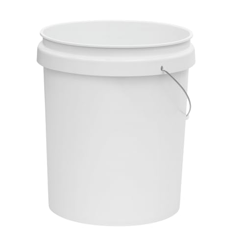 5 Gallon Utility Bucket 2-Pack – Durable Plastic Round Pails with Comfort Grip Handle, Multipurpose Cleaning and Storage Containers, White