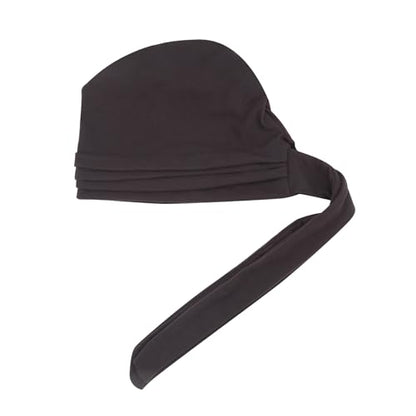 Suillty Women's Pre-Tied Muslim Hijab Bonnet Pleated Ruffle Turban Chemo Cap Underscarf Islamic Headwear - color: Coffee