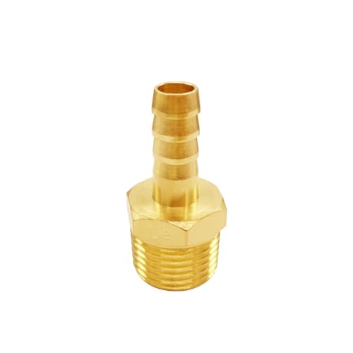 Uenede Brass 3/8" NPT Male to 3/8" Hose Barbed Fittings, 6PCS | Barb Pipe Fittings with Clamps Air Line Repair Connectors for Water Oil Gas - size: 3/8"Barb, style: 3/8"NPT Male