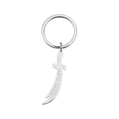 VASSAGO Stainless Steel Sword Keychain Imam Ali Sword Keychain for Men - color: Silver