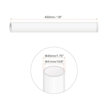 18" Clear Plastic Rigid Pipe 41mm ID x 45mm OD (1 5/8" ID x 1 3/4" OD) Acrylic Round Tubing, [for Plumbing,Hydraulics,Pneumatics,Aquarium] - size: 1.625" x 1.75"