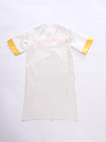 Toddler Ramadan Eid Outfit Traditional Middle Eastern Short-Sleeve Crew-Neck Thobe Kaftan Prayer Clothes - color: White, size: 3-6 Months