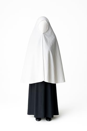 Women Cotton White one Piece Ihram/Rumali/Prayer Cloth with Undercap/Loose Full Cover/One-size Overall Hijab