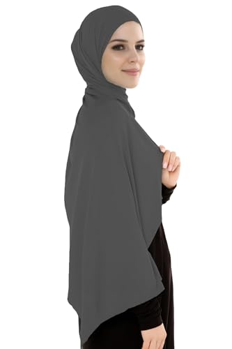 Lina & Lily Breathable Premium Modal Woven Hijab Head Scarf Shawl Wrap for Muslim Women Lightweight - color: Dark Gray