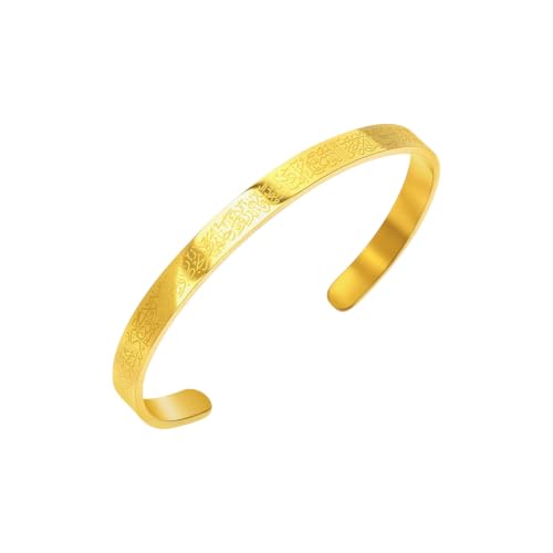 EUBUY Muslim Quran Allah Openable Bangles Arabic Calligraphy Cuff Bracelet, Islamic Jewelry for Women Men Islam Eid Ramadan New Year Gifts