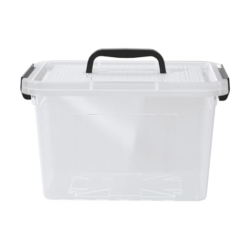 Kekow 6 L Clear Storage Box, Plastic Storage Latch Box with Black Handle, 4-Pack - size: 6 L