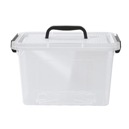 Kekow 6 L Clear Storage Box, Plastic Storage Latch Box with Black Handle, 4-Pack - size: 6 L