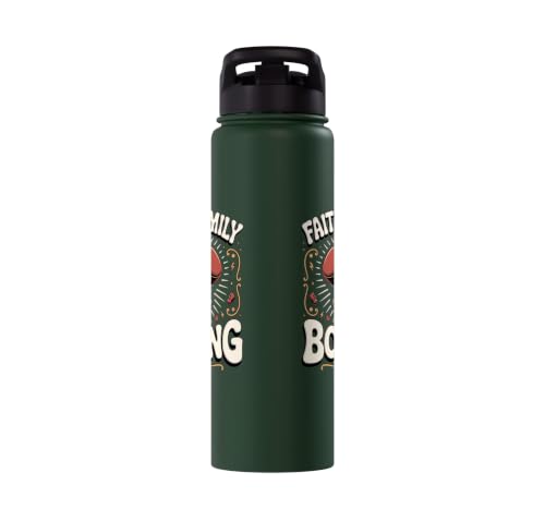 Faith Family Boxing Boxer Fighter Combat Sport Stainless Steel Insulated Water Bottle - color: Dark Green