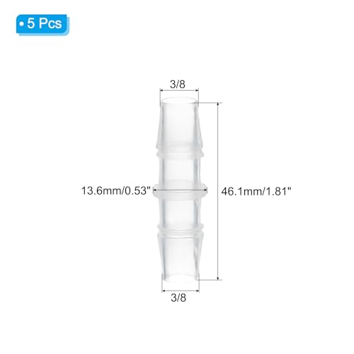 PATIKIL 3/8" x 3/8" Plastic Hose Barb Fitting, 5 Pcs Thru-Bulk Pipe Connectors Barbed Splicer Mender Joint Adapter Union for Aquarium Fuel Gas Liquid Air - size: 3/8" x 3/8"