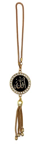 Islam Car Rear Mirror Hangers - Allah Muhammad Islamic Al-Quran Ramadan Eid Muslim Car Décor Hanging Charm Decor Interior Accessories (Gold)