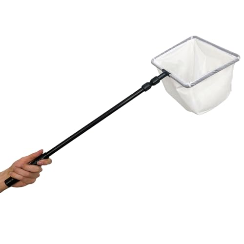 Aquarium Fish Net with Extendable 22"-33" Handle, Telescopic Fish Tank Nets, Fine Mesh Net for Fish and Shrimp Catching, Ponds, Creeks, and Aquariums - size: Large Net