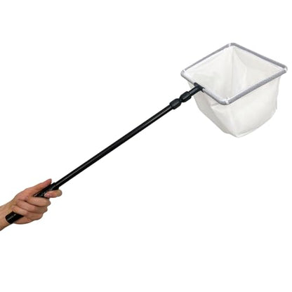 Aquarium Fish Net with Extendable 22"-33" Handle, Telescopic Fish Tank Nets, Fine Mesh Net for Fish and Shrimp Catching, Ponds, Creeks, and Aquariums - size: Large Net