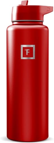 IRON °FLASK 40 oz Wide Mouth Water Bottle with Straw - color: Fire Red, style: Straw - 40 Oz (1 Lid)