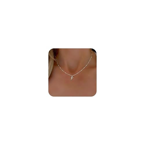 Initial Necklaces for Women, Dainty A-Z Pendant Letter Charm Necklace Personalized Name Necklaces for Women Trendy Jewelry Gift - color: F, style: Silver